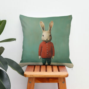 Kissen: Minimal Rabbit Portrait