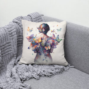Kissen: Watercolor Butterfly Embrace