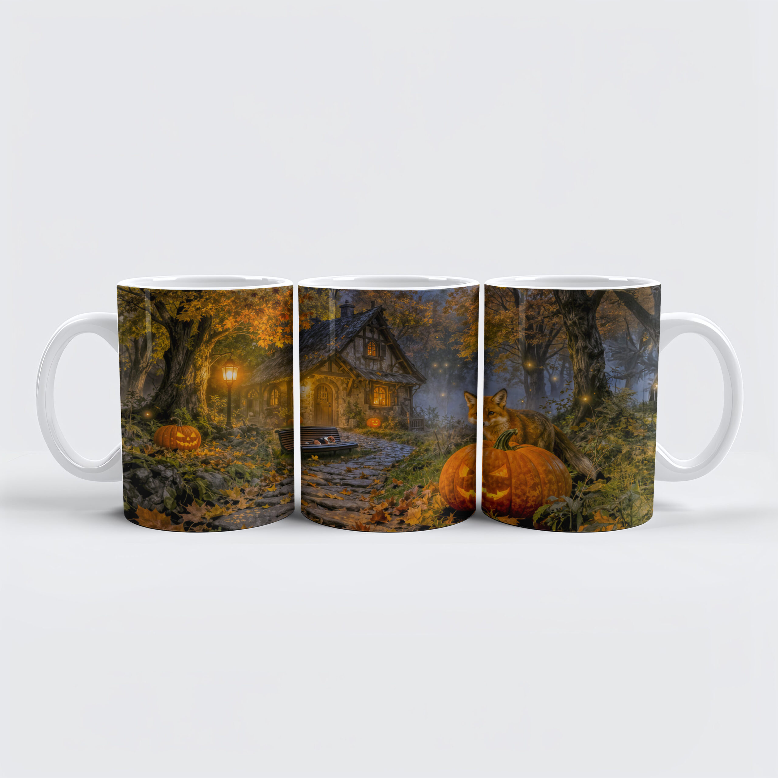 raxxa Premium-Tasse: Halloween Forest Cottage with Fox