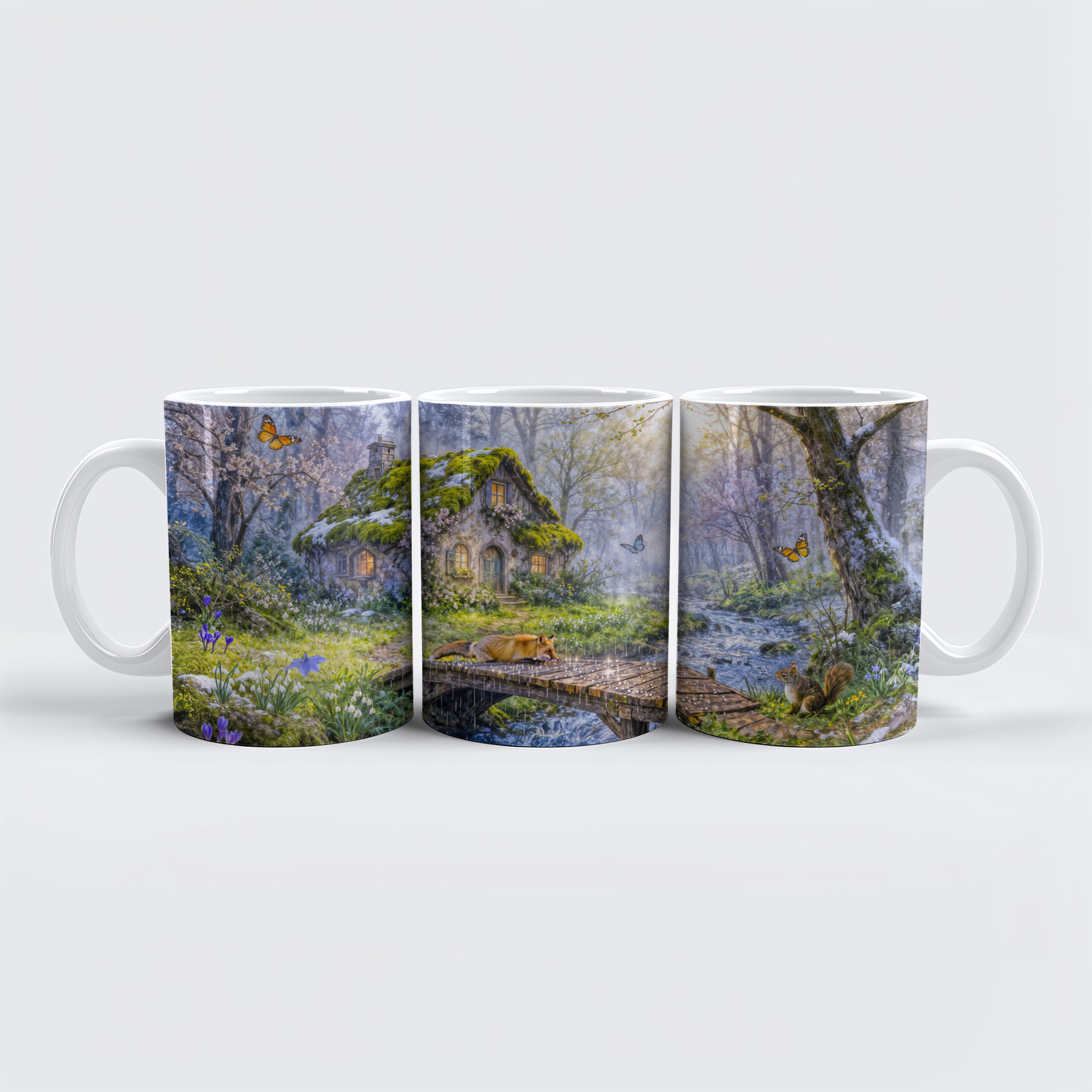 raxxa Premium-Tasse: Spring Cottage by the Forest Stream