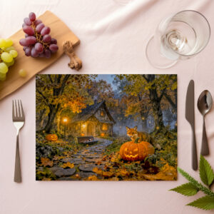 raxxa Premium-Tischset: Halloween Forest Cottage with Fox