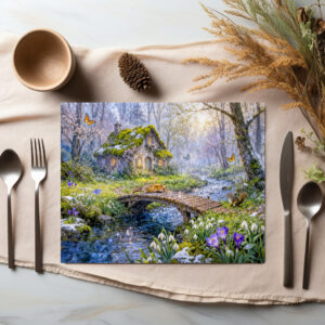 raxxa Premium-Tischset: Spring Cottage by the Forest Stream