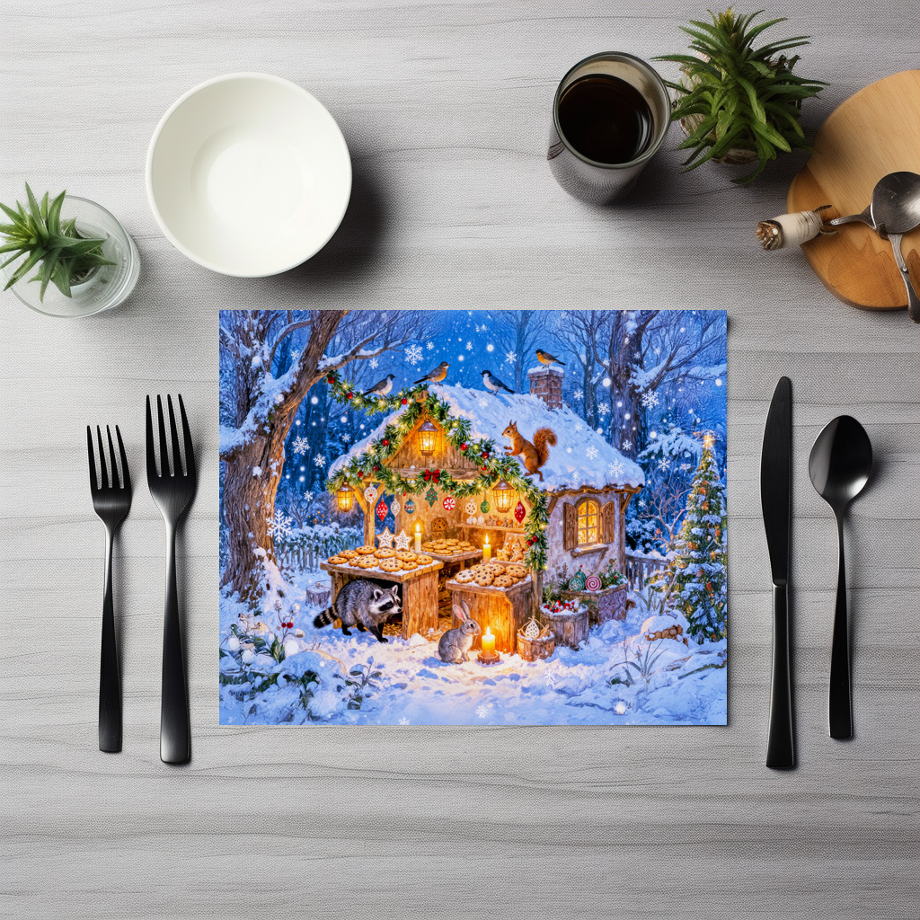 raxxa Premium-Tischset: Gingerbread Cottage in the Snow