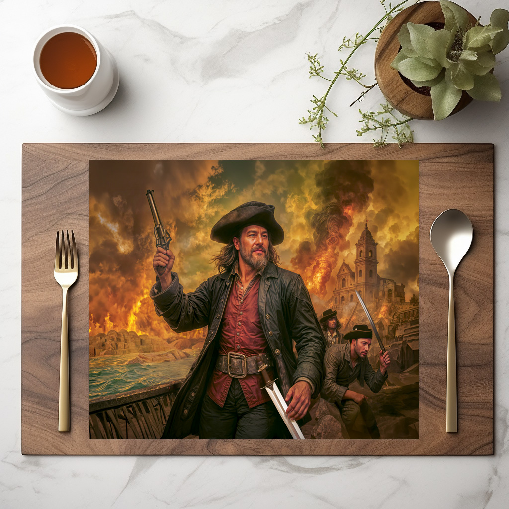raxxa Premium-Tischset: Henry Morgan Pirate Battle Portrait - Imagen 2