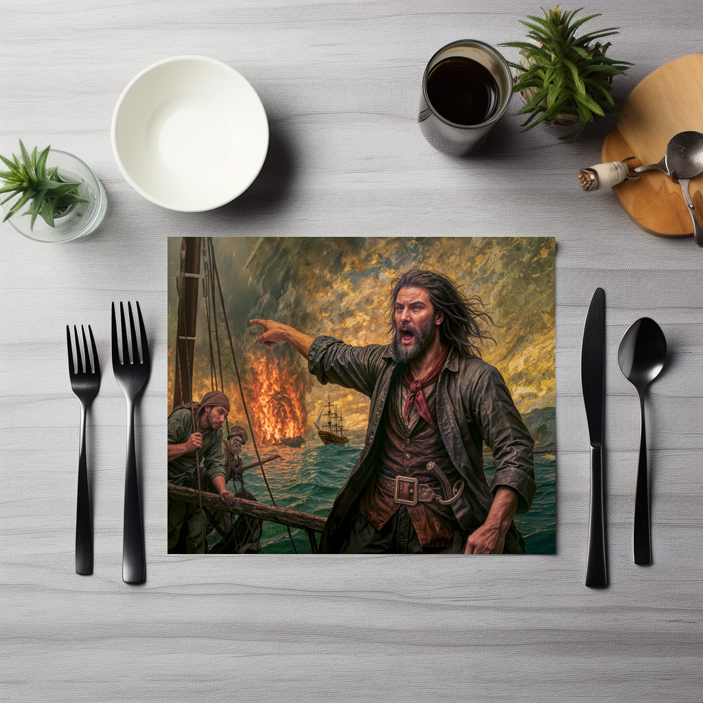 raxxa Premium-Tischset: Charles Vane Pirate Storm Portrait - Image 3