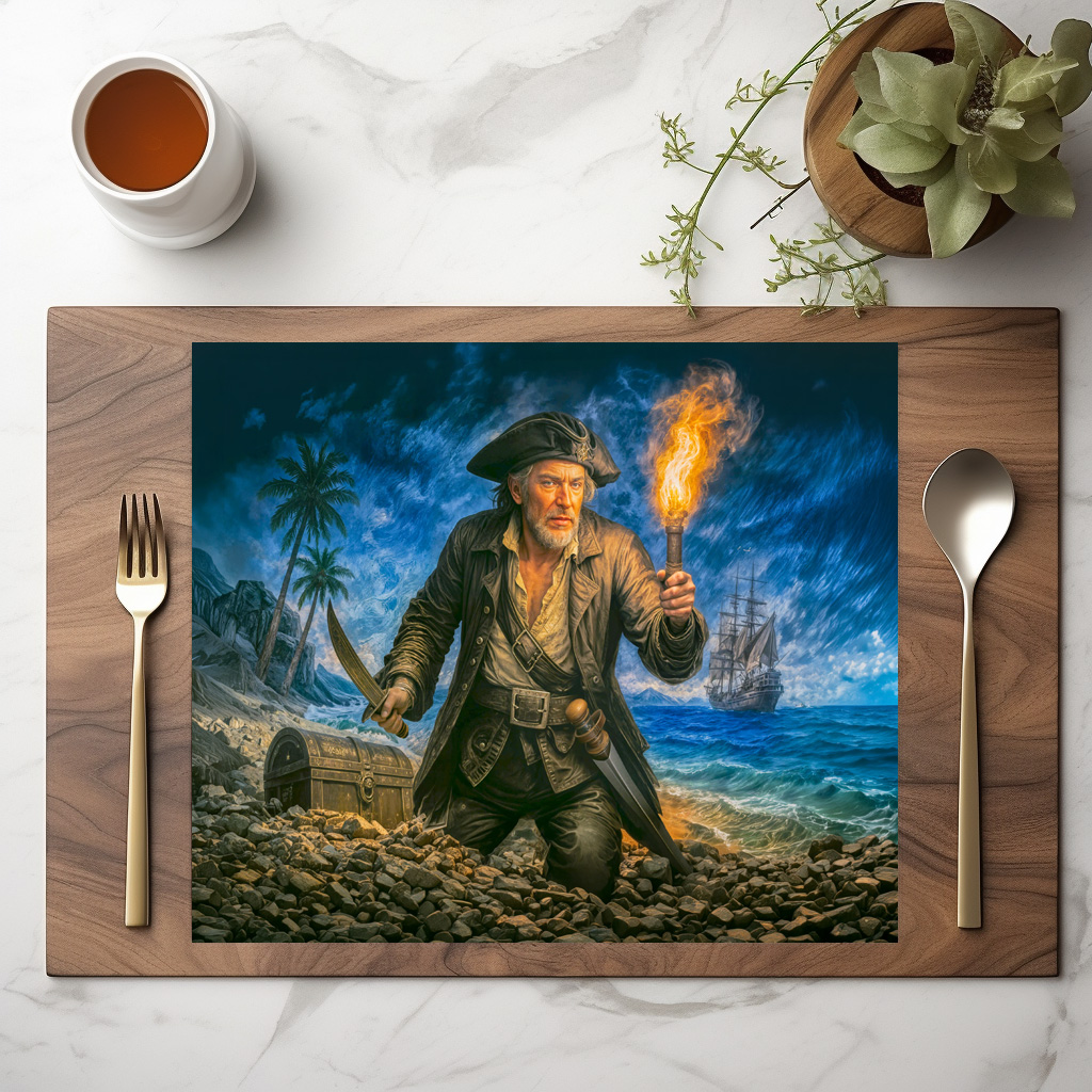 raxxa Premium-Tischset: Captain Kidd Legendary Pirate Portrait