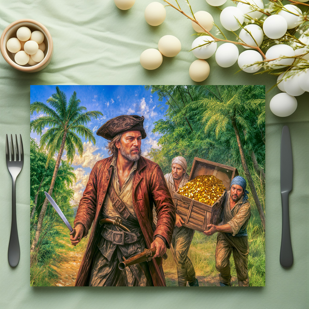raxxa Premium-Tischset: Captain Kidd Treasure Island Portrait