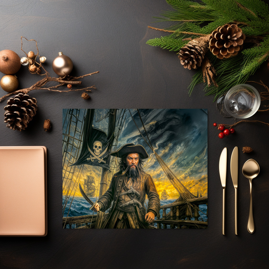 raxxa Premium-Tischset: Blackbeard Pirate Storm Portrait - Imagen 3