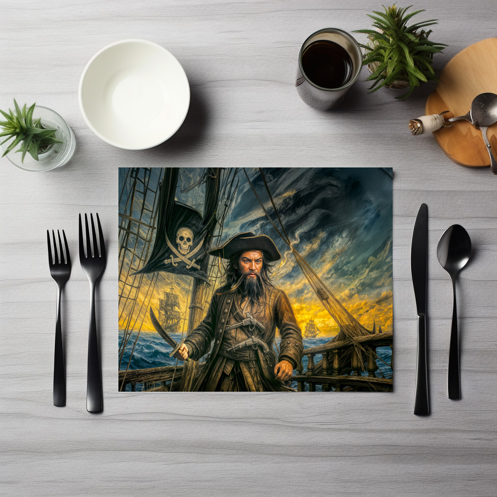 raxxa Premium-Tischset: Blackbeard Pirate Storm Portrait