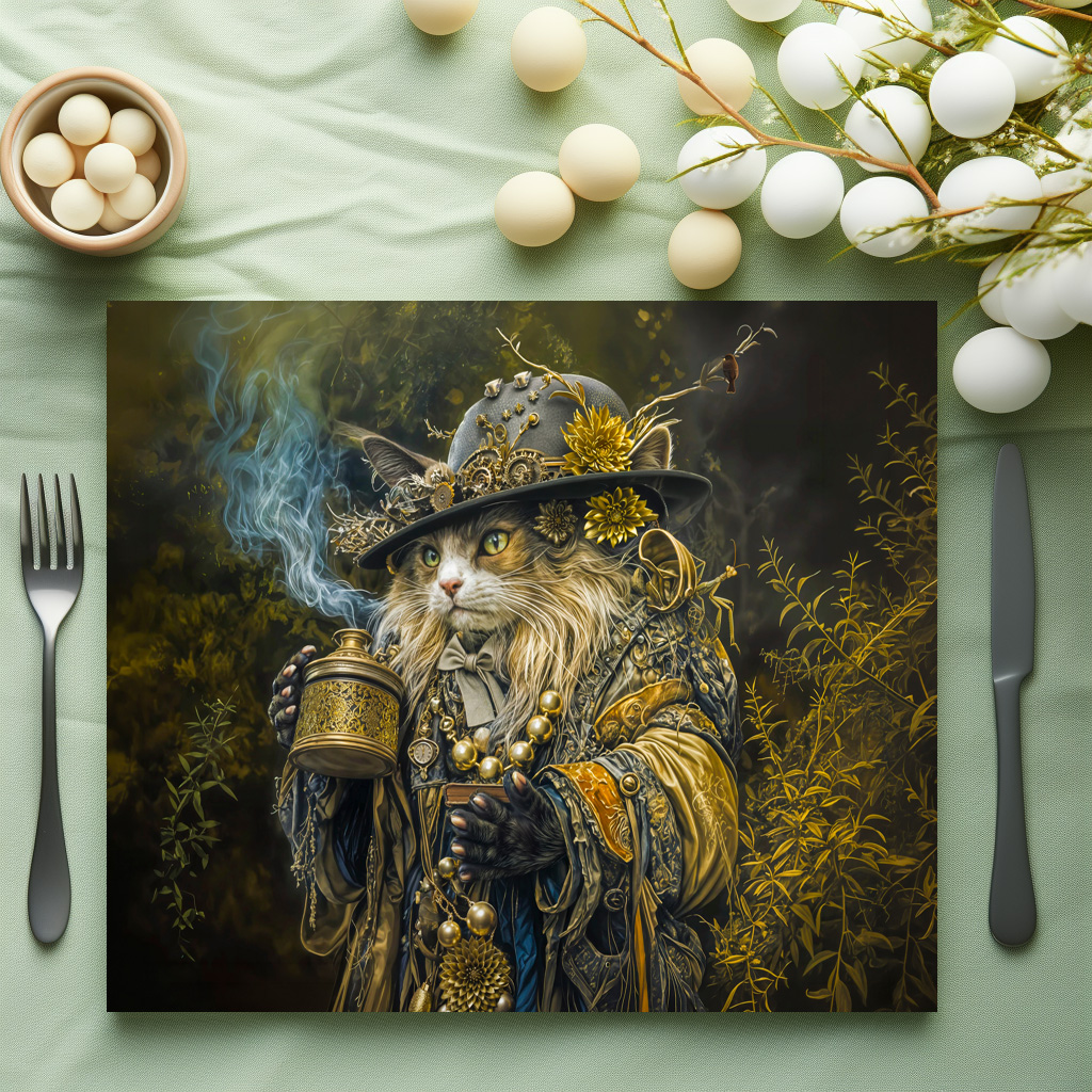raxxa Premium-Tischset: Enchanted woodland alchemist cat