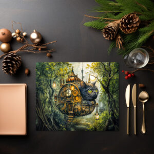 raxxa Premium-Tischset: Mystic clockwork cat