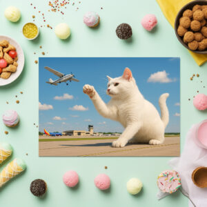 raxxa Premium-Tischset: Katze fängt Flugzeug