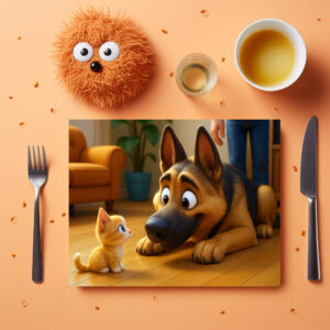 raxxa Premium-Tischset: Oh, ist das ein Haustier für mich? Schäferhund und Kätzchen