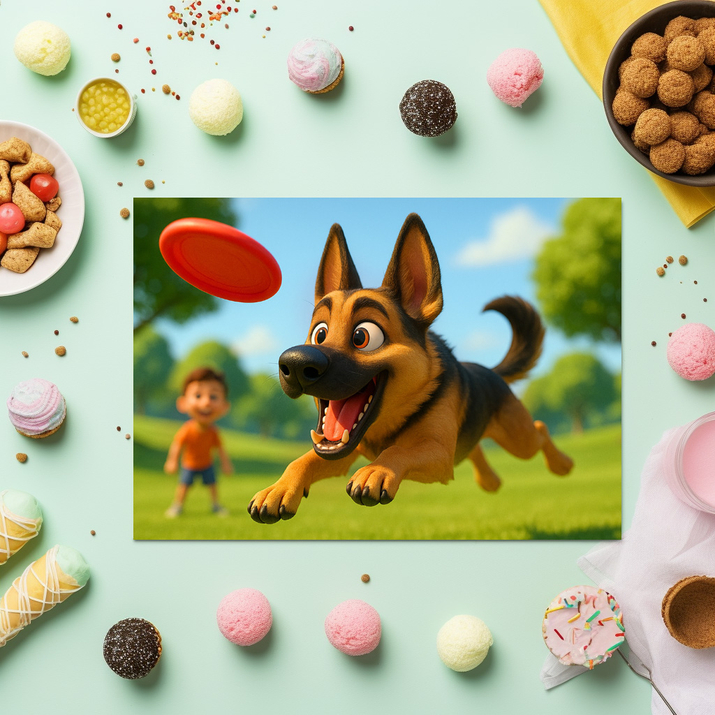 raxxa Premium-Tischset: Schäferhund beim Frisbee fangen - immagine 3