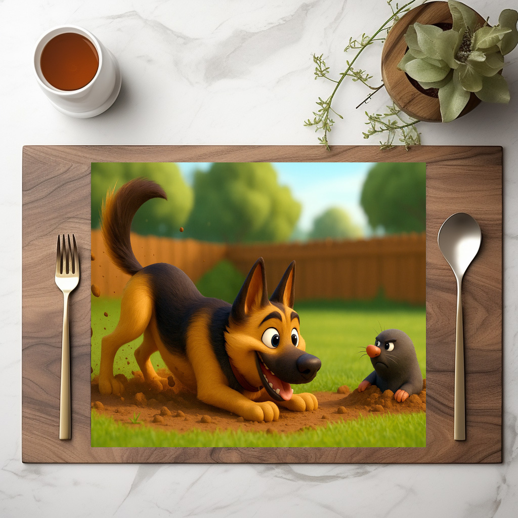 raxxa Premium-Tischset: Schäferhund und genervter Maulwurf – Bild 2
