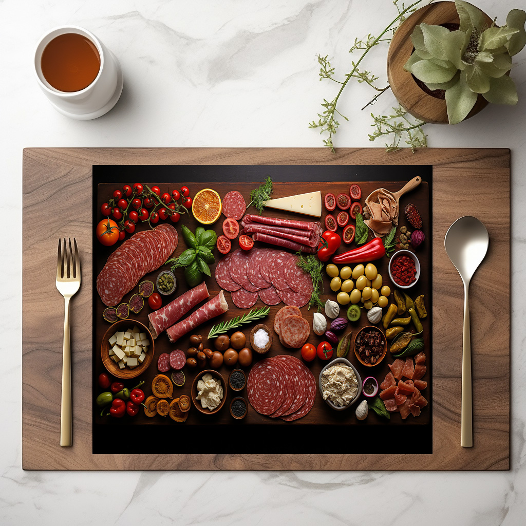 raxxa Premium-Tischset: Arrangement mit Salami und Wurst - immagine 2