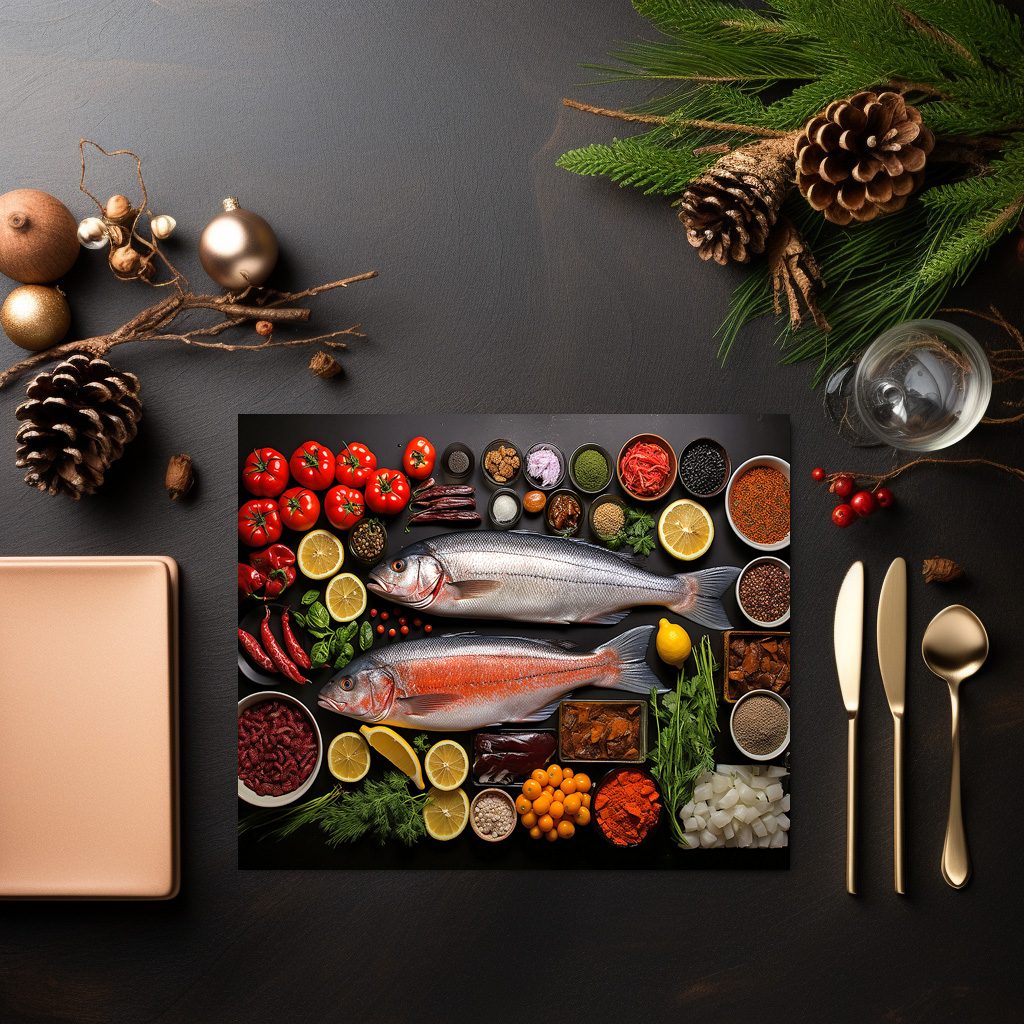 raxxa Premium-Tischset: Arrangement mit Fisch – Bild 3