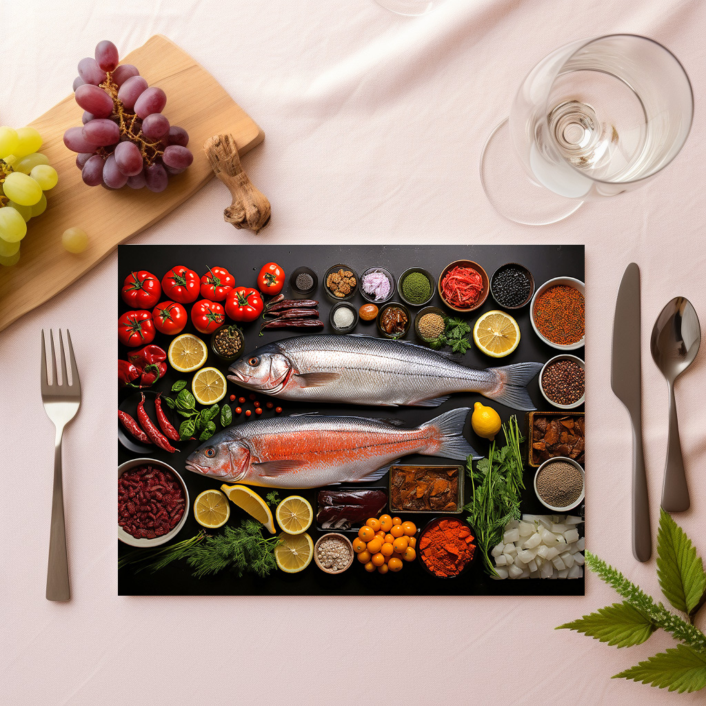 raxxa Premium-Tischset: Arrangement mit Fisch – Bild 2