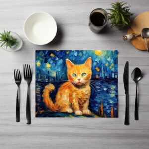 raxxa Premium-Tischset: Drollige Katzenkunst Im Stil von Vincent van Gogh