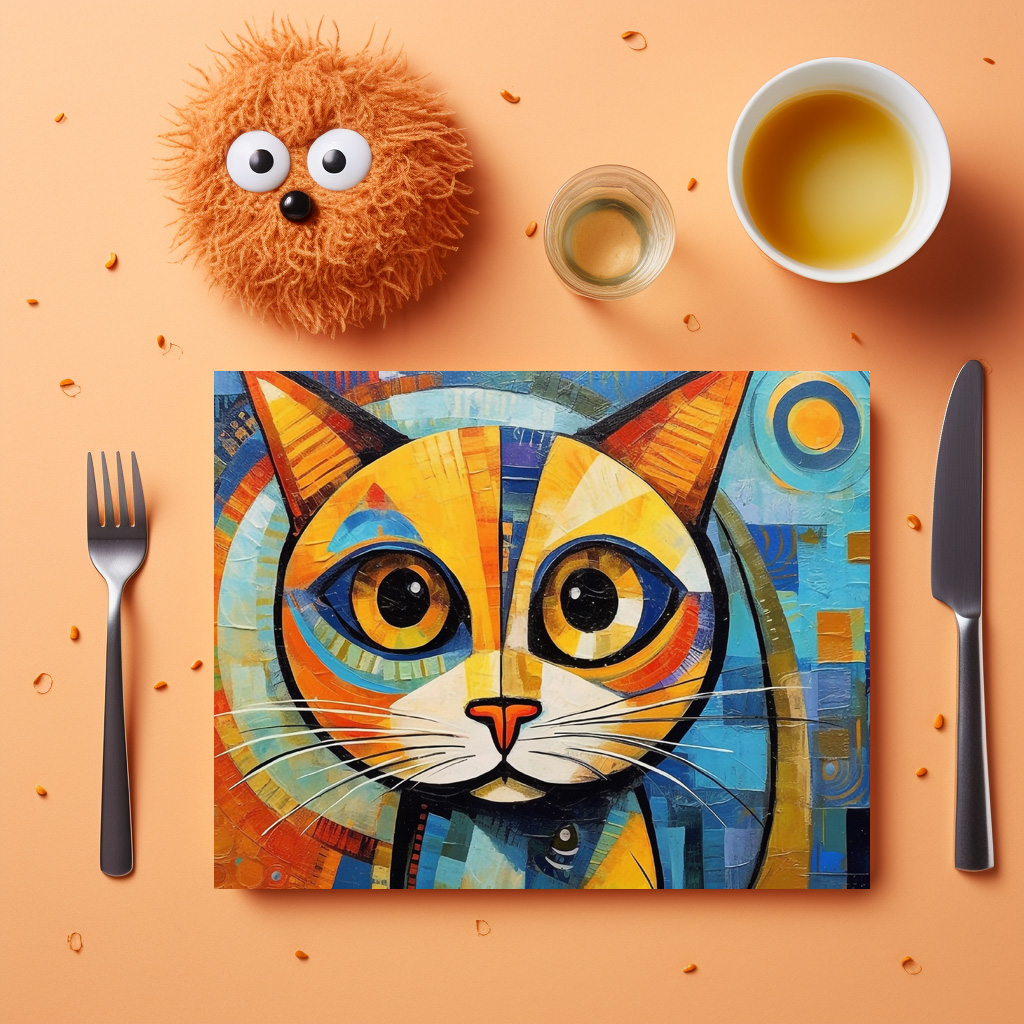 raxxa Premium-Tischset: Fröhliche Katzenkunst Im Stil von Pablo Picasso