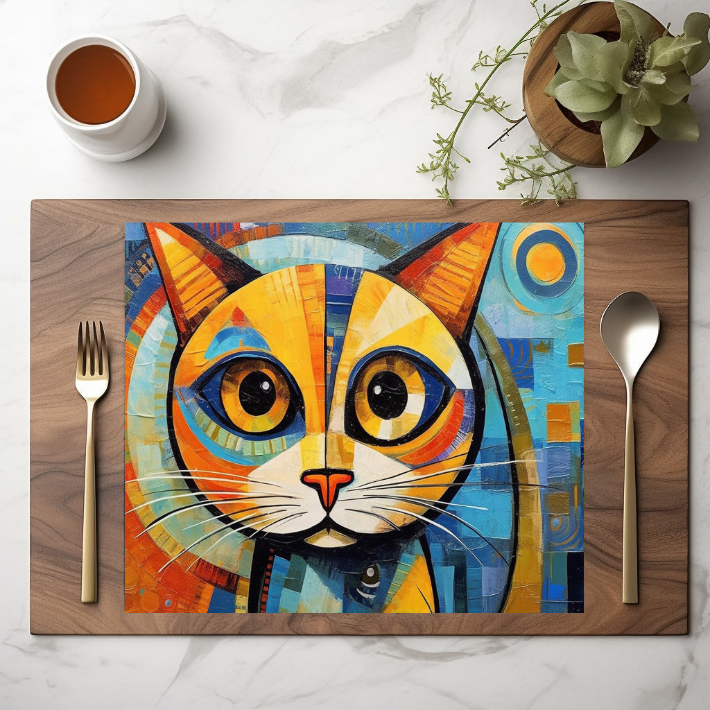 raxxa Premium-Tischset: Fröhliche Katzenkunst Im Stil von Pablo Picasso – Bild 2