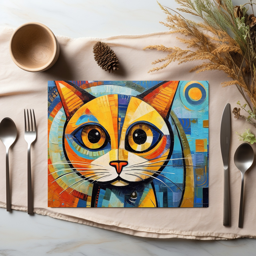 raxxa Premium-Tischset: Fröhliche Katzenkunst Im Stil von Pablo Picasso – Bild 3