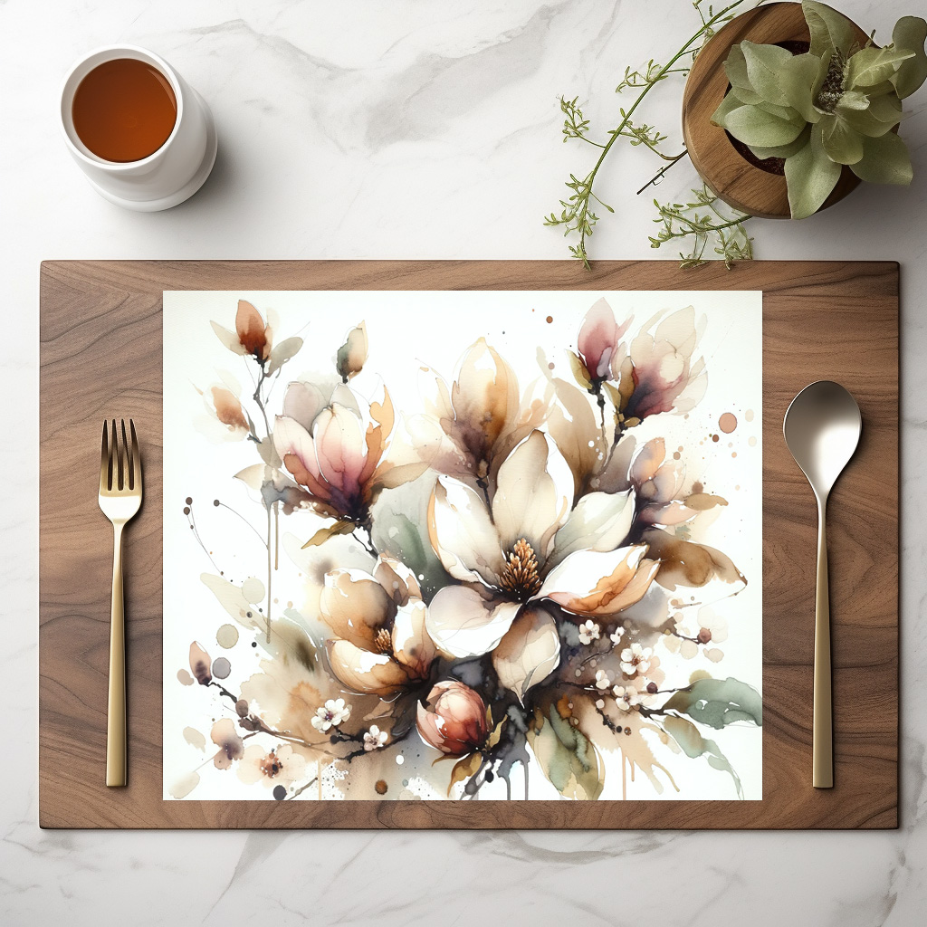 raxxa Premium-Tischset: Elegant Magnolia Bloom