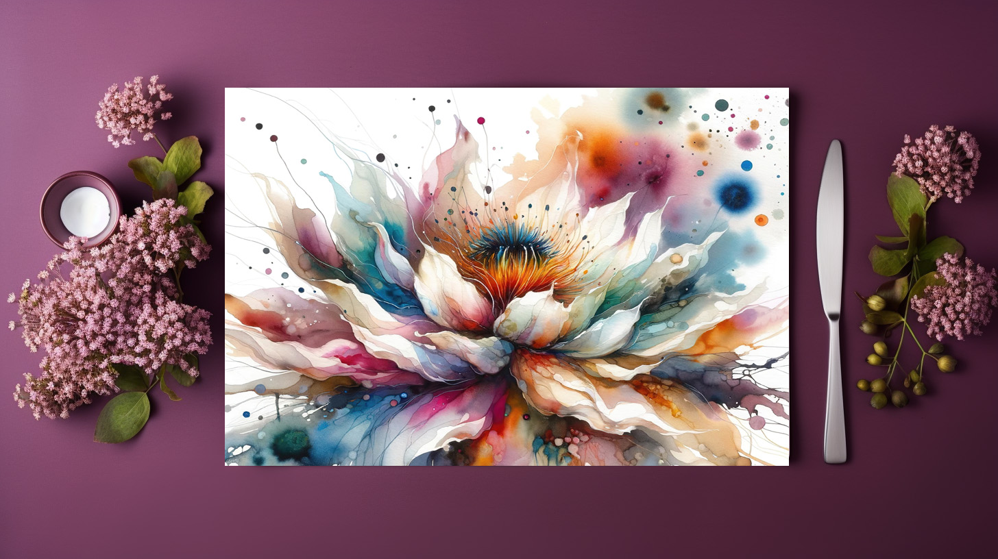 raxxa Premium-Tischset: Colorful Watercolor Blossom – Bild 3