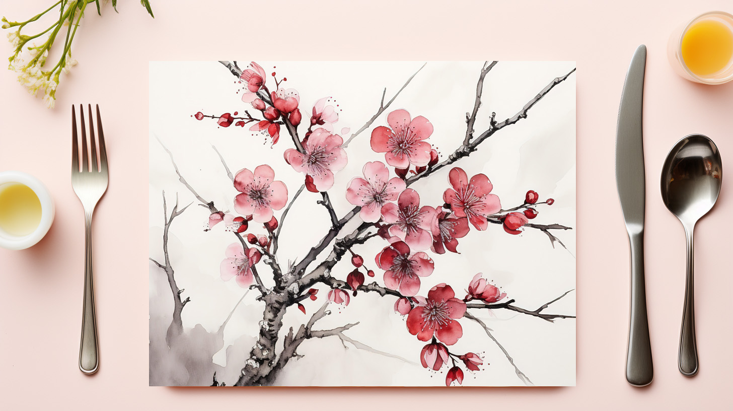 raxxa Premium-Tischset: Pink Cherry Blossom Branch - Image 2