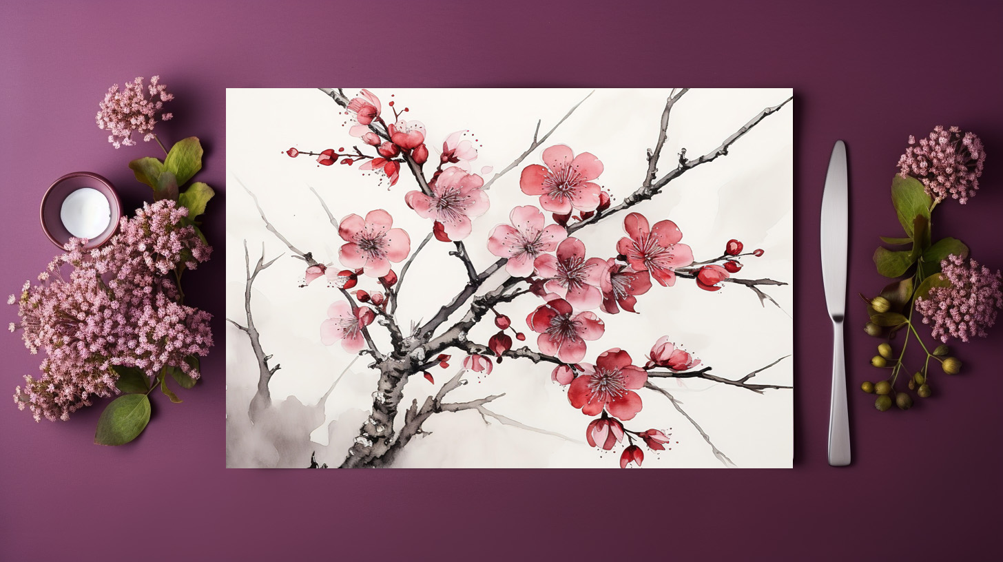 raxxa Premium-Tischset: Pink Cherry Blossom Branch - Image 3