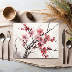 raxxa Premium-Tischset: Pink Cherry Blossom Branch