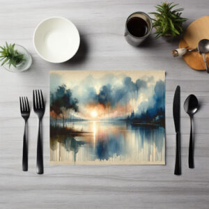 raxxa Premium-Tischset: Watercolor Lake at Sunset