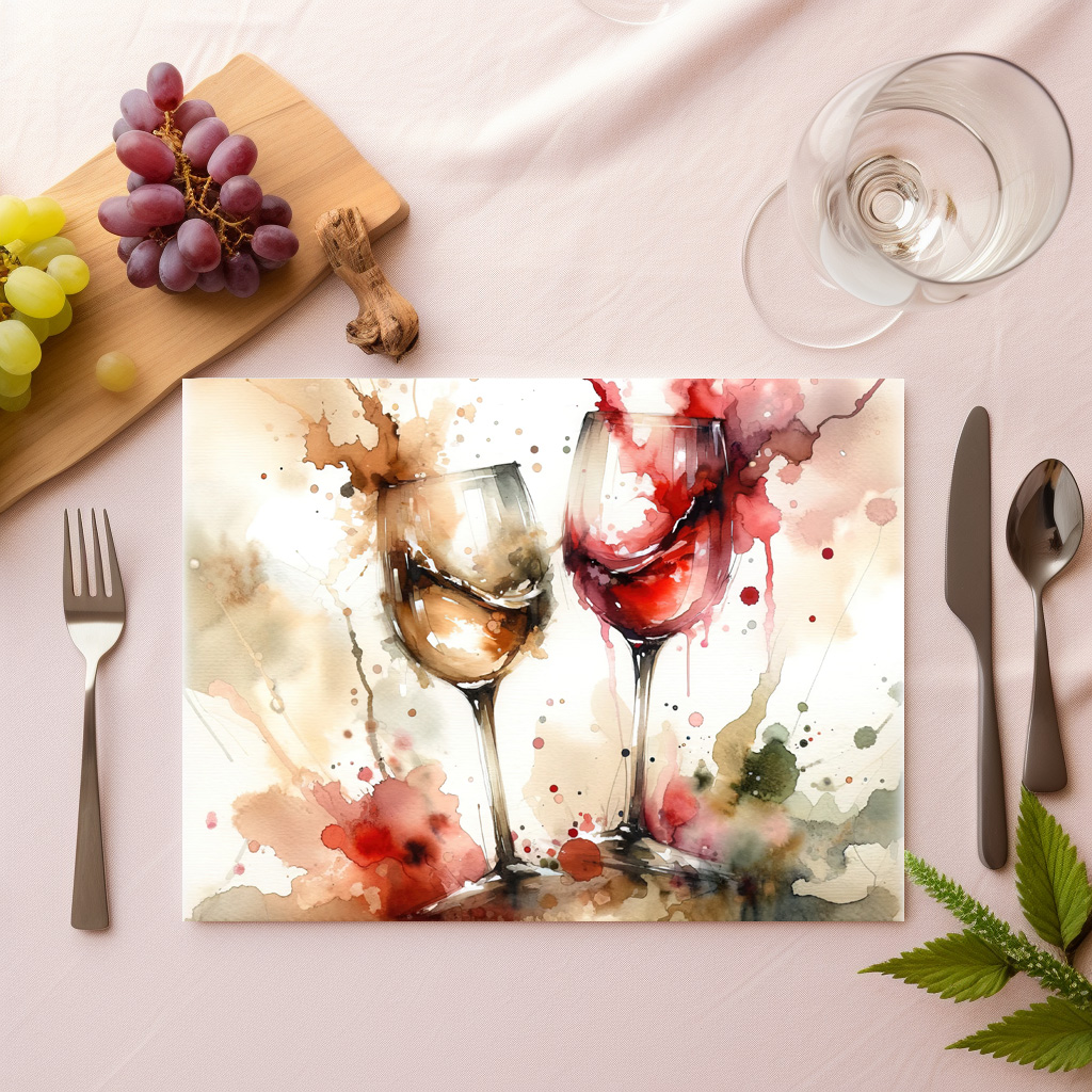 raxxa Premium-Tischset: Watercolor Wine Glasses
