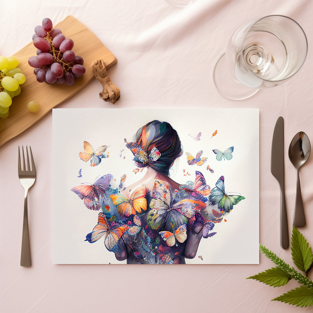 raxxa Premium-Tischset: Watercolor Butterfly Embrace