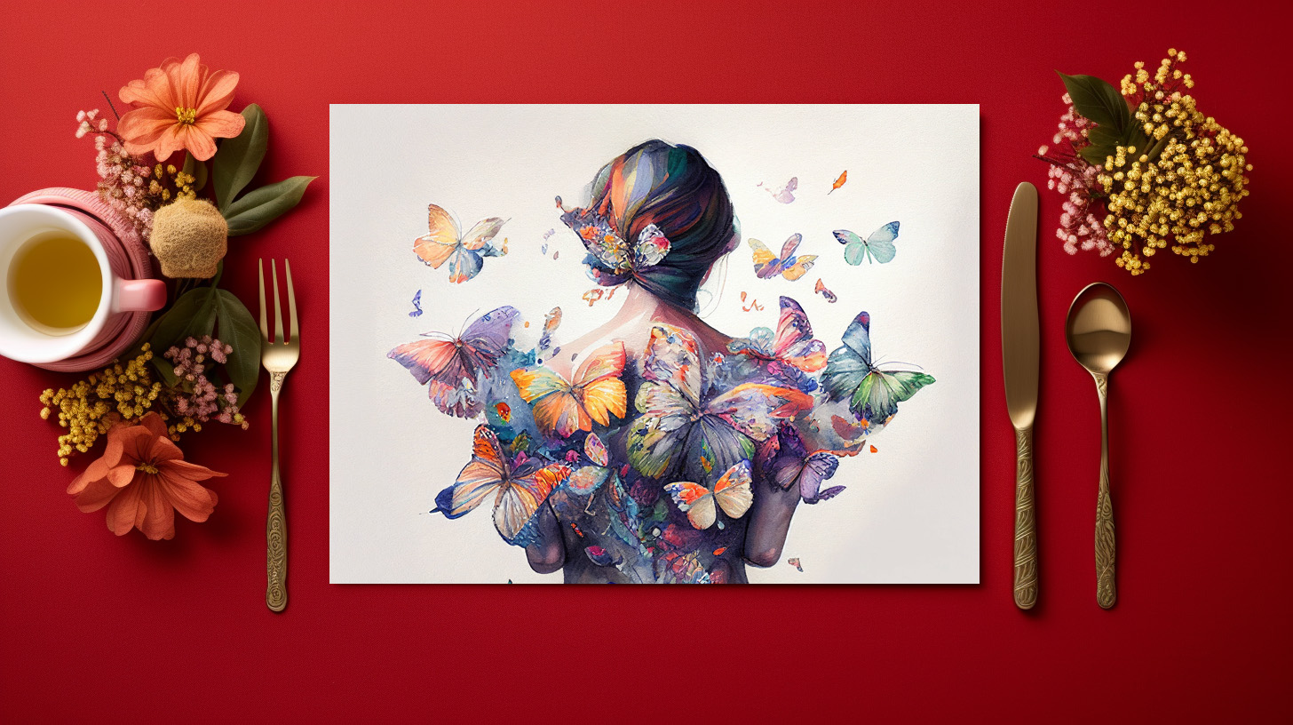 raxxa Premium-Tischset: Watercolor Butterfly Embrace – Bild 2