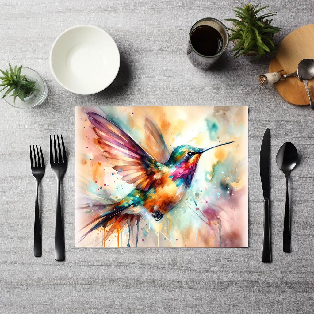 raxxa Premium-Tischset: Iridescent Hummingbird Mid Flight
