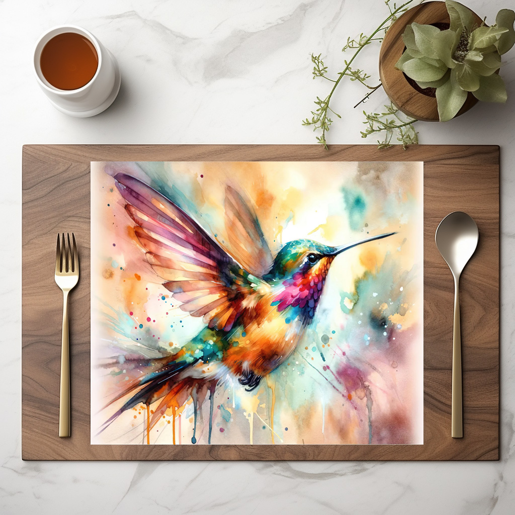 raxxa Premium-Tischset: Iridescent Hummingbird Mid Flight – Bild 3