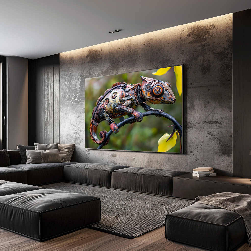 Poster: Metal Chameleon on Branch twig sitting - immagine 2