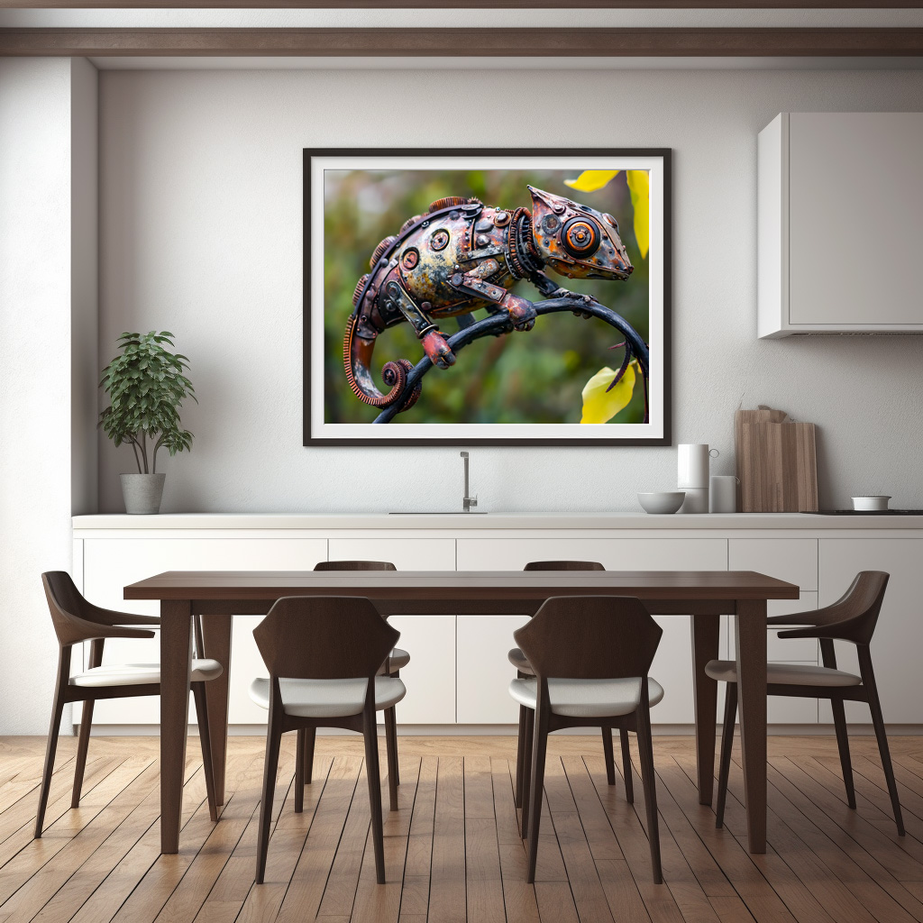 Poster: Metal Chameleon on Branch twig sitting - immagine 3