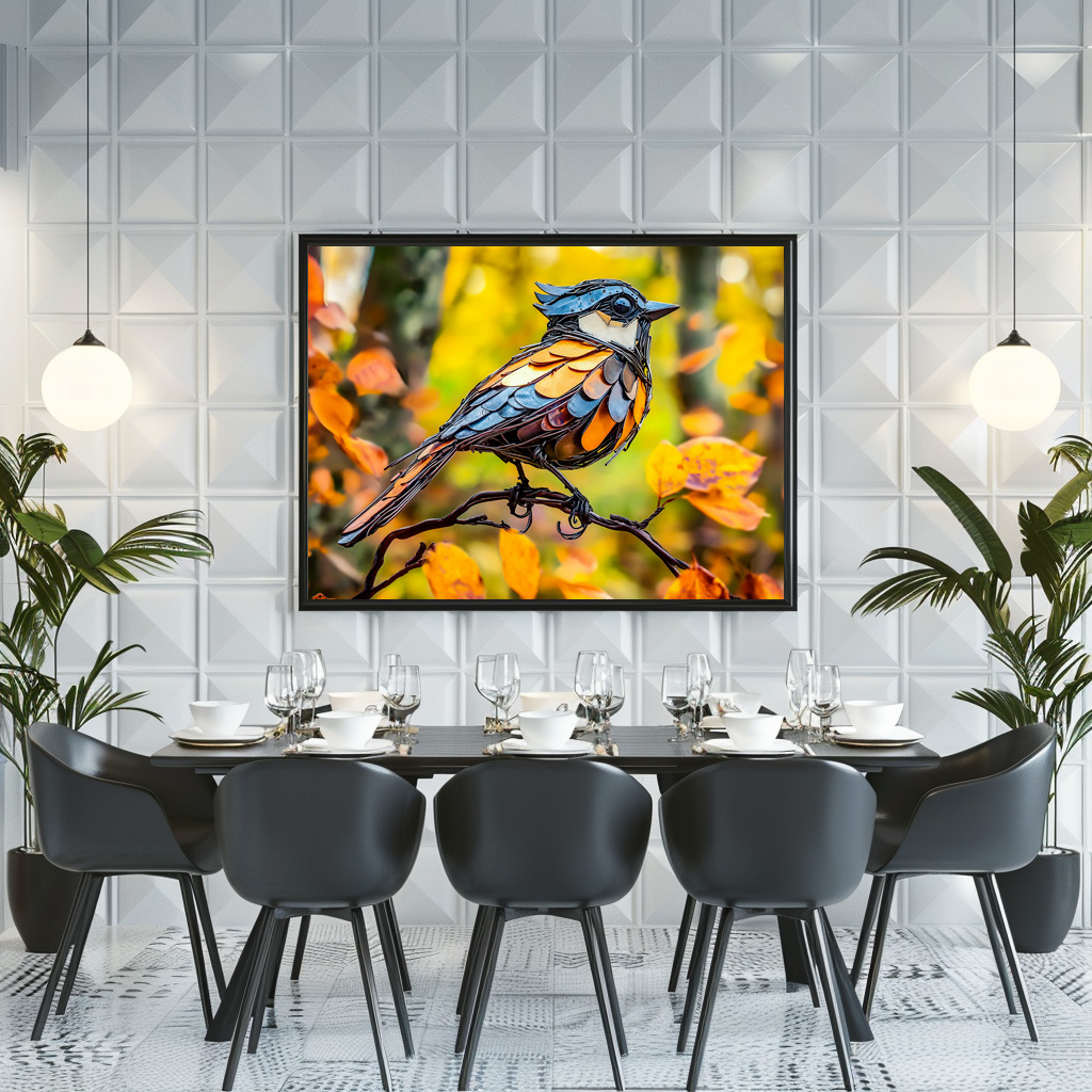 Poster: Metal Blue Tit on Branch - immagine 2