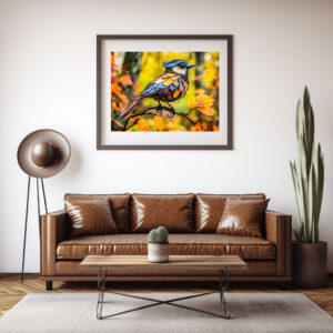 Poster: Metal Blue Tit on Branch