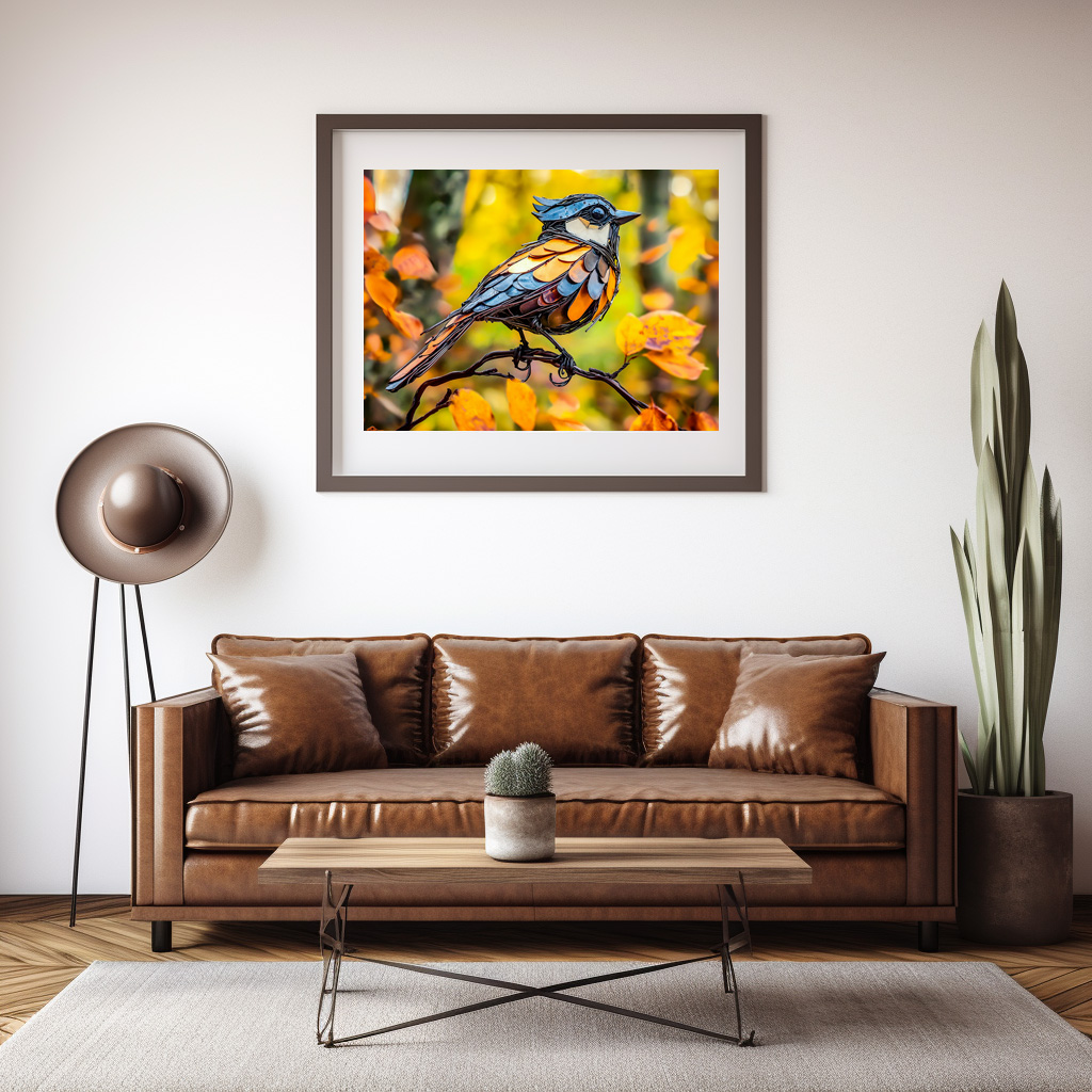 Poster: Metal Blue Tit on Branch