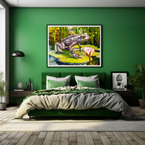 Poster: Metal Frog on Water Lily