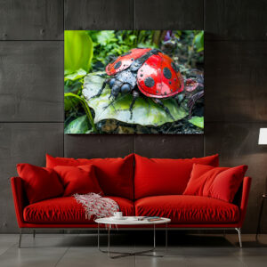 Poster: Metal Ladybug on Leaf