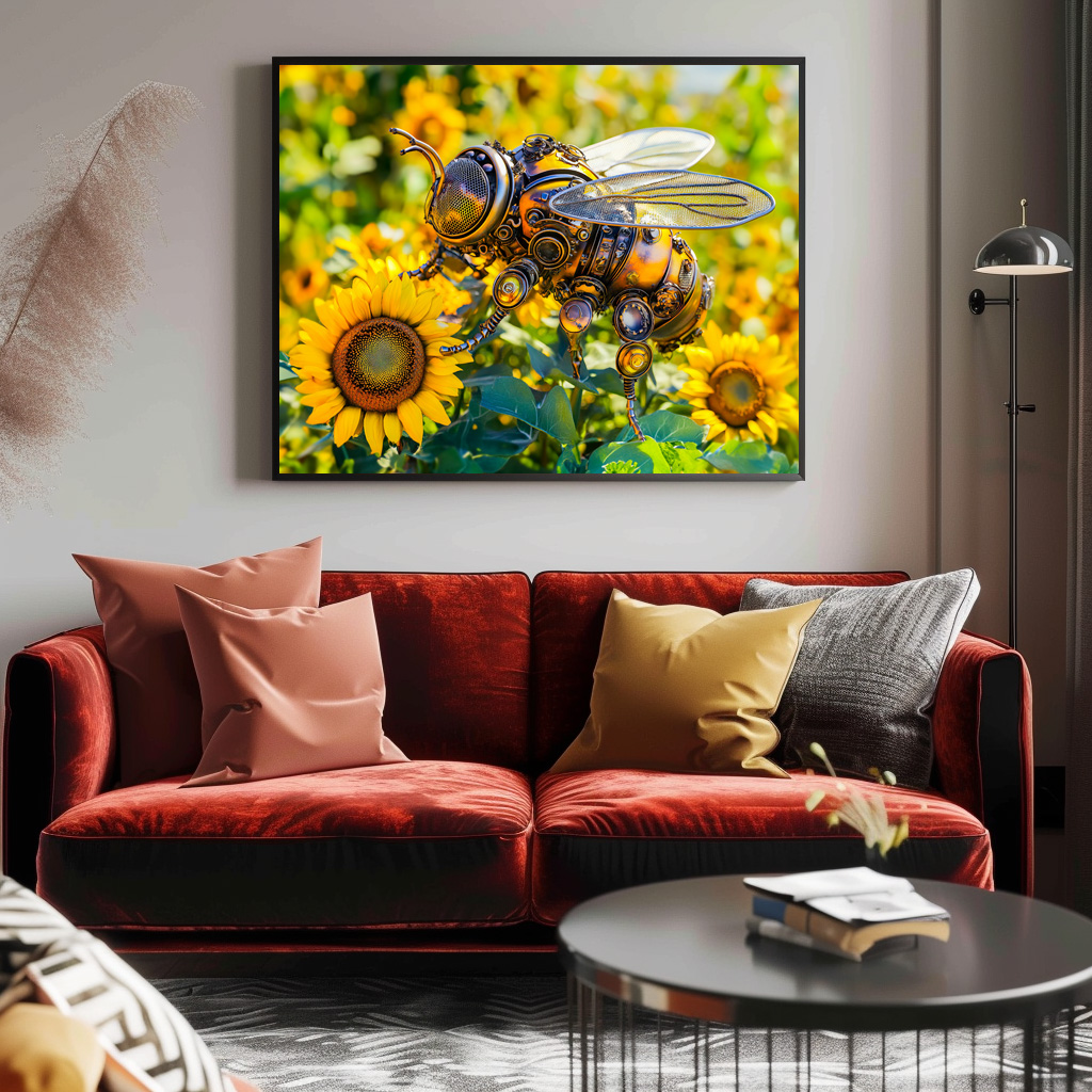 Poster: Metal Bumblebee on Sunflower in Summer – Image 2