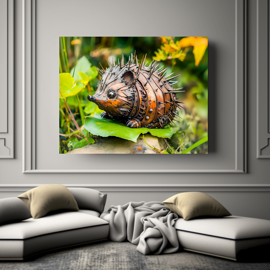 Poster: Metal Hedgehog Garden Decor on leave - immagine 2