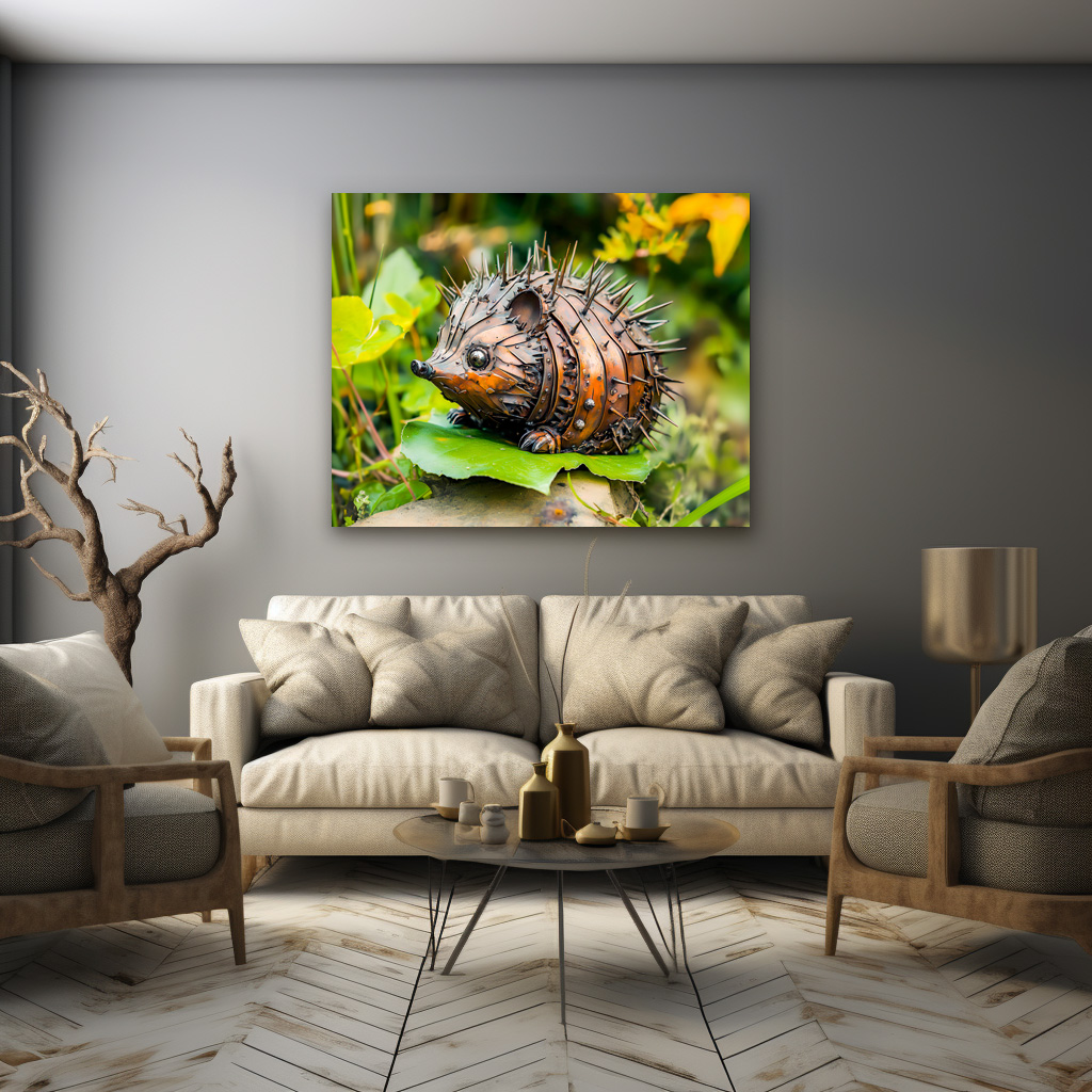 Poster: Metal Hedgehog Garden Decor on leave - immagine 3