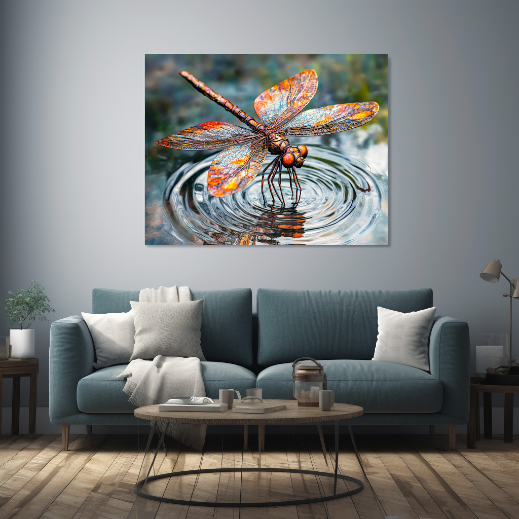 Poster: Metal Dragonfly Over Water - Image 2