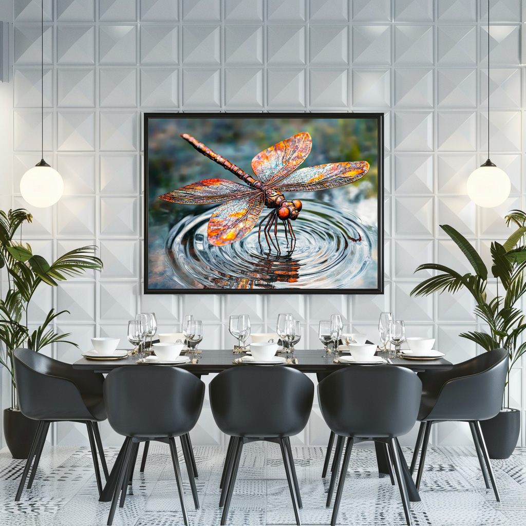 Poster: Metal Dragonfly Over Water - Image 3