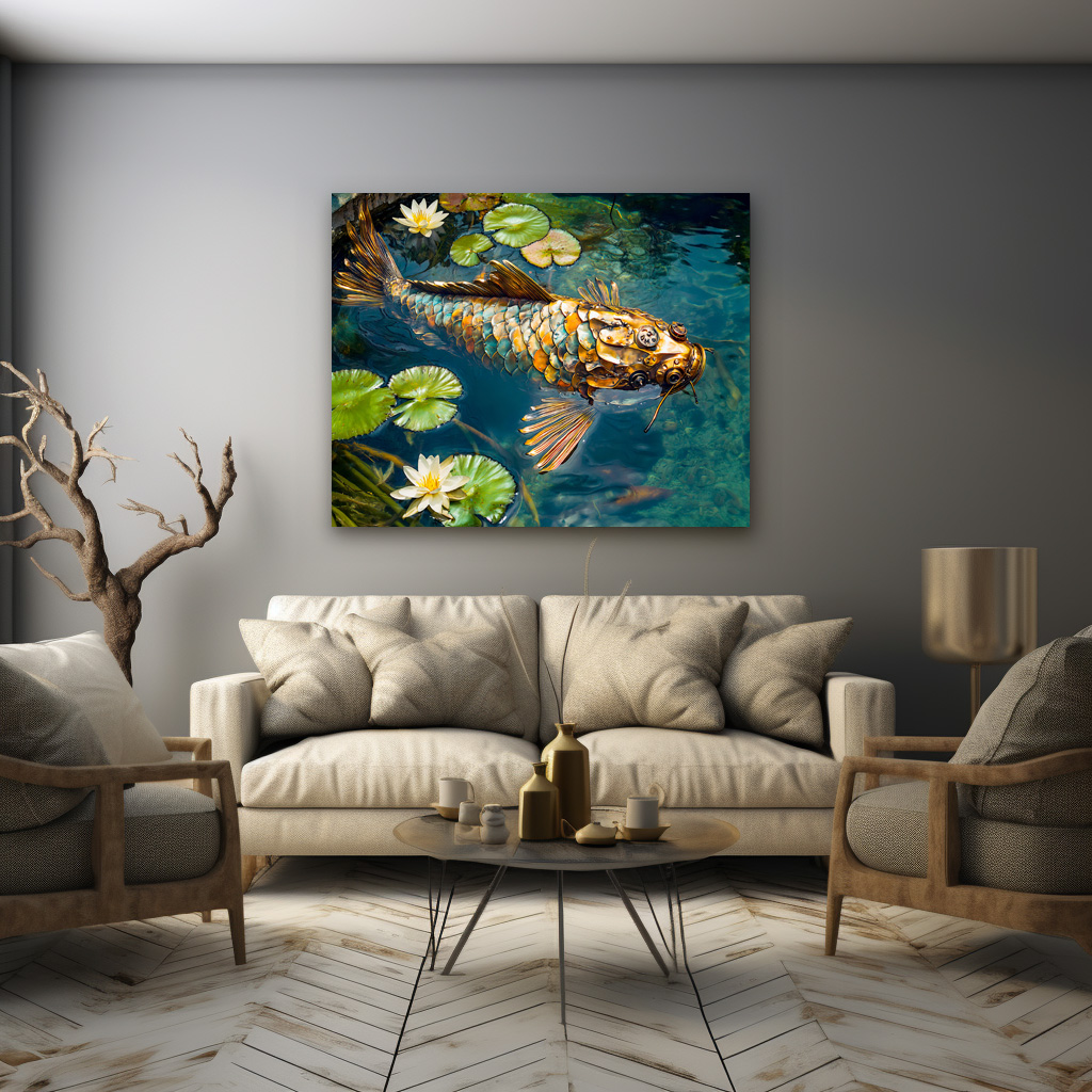 Poster: Metal Koi in Pond and water lilith - immagine 3